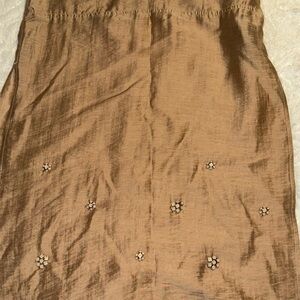 H&M Brown Pencil Skirt with Floral Details